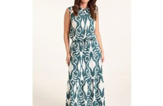 Large Ikat Deep Hem Tiered Jersey Crinkle Co-Ord Skirt