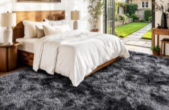 Large Rugs Living Room 160x230cm High Pile Cosy Soft Fluffy Rugs for Bedroom Non Slip Washable Shaggy Area Carpet-Dark Grey