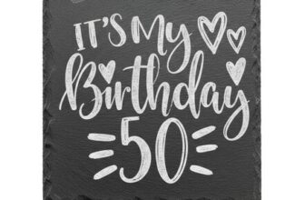 Laser Amore 50th Birthday Slate Coaster Personalised Gift for Her