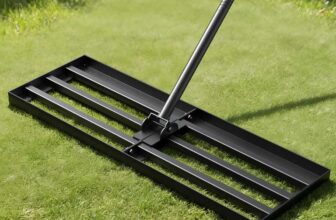 Lawn Leveling Rake 76cm – Adjustable 119-196cm Handle, 180 Rotating Head, Heavy-Duty Steel for Lawns, Golf & Driveways
