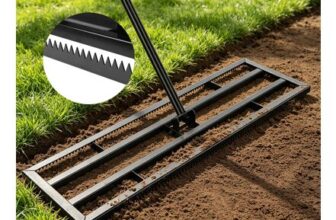 Lawn Leveling Rake with Serrated Edges and Adjustable Handle