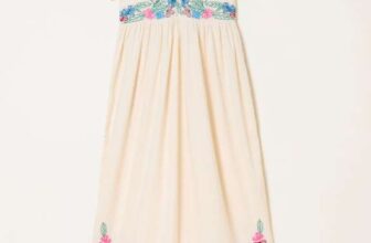 Lea Ivory Regular Embroidered Midi Dress – Regular Fit – Size 8-24