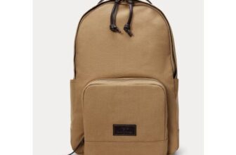 Leather-Trim Canvas Backpack