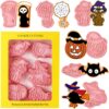 Leesgel Halloween Cookie Cutters Shapes, 6pcs 3D Pressable Pastry Biscuit Cutter for Halloween Cake Decorations Party Supplies Favours, Embossed Stamped Fondant Cutters for Baking Set