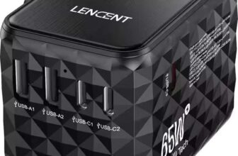 Lencent 65W GaN All-in-one Universal Travel Adapter Charger with 1 AC Outlet, 2 USB-A & 3 USB-C – w/Code, Sold By LENCENT Official Store