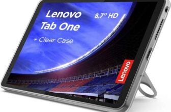 Lenovo Tab One Android Tablet 8.7 inch HD Display MediaTek Helio G85 4GB RAM 64GB Wi-Fi 5 Clear Case