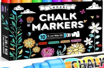 Lenski Liquid Chalk Pens, 10 Colour Liquid Chalk Markers, Gifts for Kids, 10mm Chalk Pens for Blackboards, Window, Glass, Chalkboards, Reversible Tip, Girls Birthday Presents