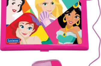 Lexibook, Disney Princess, Educational and Bilingual Laptop Spanish/English, Girls Toy with 124 Activities to Learn, Play Games and Music, Pink, JC598DPi2LXB