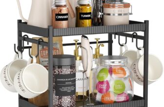 Lifewit Coffee Station Organizer, Mug Holder Countertop Bar, Spice Rack, Display Stand Shelf, Coffee Accessories Storage for Pantry Kitchen