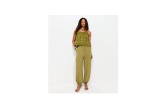 Light Khaki Cargo Style Cuffed Trousers
