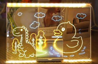Light Up Acrylic LED Drawing,QIANSSE Board for Children Doodle Glow Board with 10 Markers 30x20cm Glowing Dry Erase Board Stand for Kids