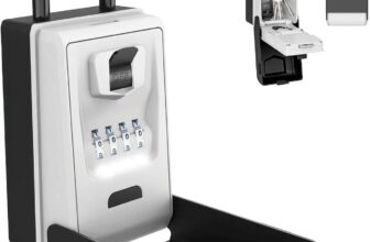 Light Up Key Lock Box, Portable LED Waterproof Metal 4 Digits Combination Lockbox, Outside Resettable Key Hider, Upgraded Large Security Password Boxes for Car House Office Apartment Keys