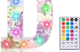 Light Up Letters, Glitter LED Letter Lights 18 Color Changing Diamond Alphabet Sign Night Light with Remote Control for Girls Gifts Birthday Bar Wedding Party Christmas Valentine Wall Table Decor – D