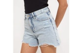 Light Wash Ripped Denim Shorts