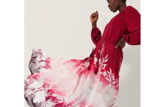 Lilian Floral Print Ombr Maxi Dress Red