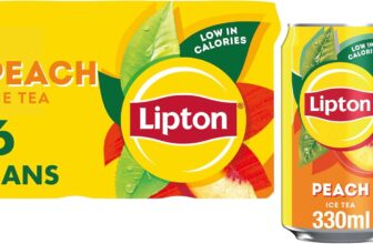 Lipton Peach Ice Tea Can 330 ml (Pack of 6), Low Calorie Soft Drink, 100% Black Tea Extract