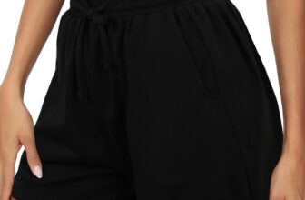 Litherday Womens Running Shorts Gym Cotton Sweat Jogging Sports Workout thletic Lounge Hiking High Waist with Pockets