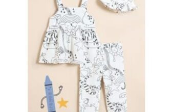 Little Angels White Fun Cami Trousers and Hat Set
