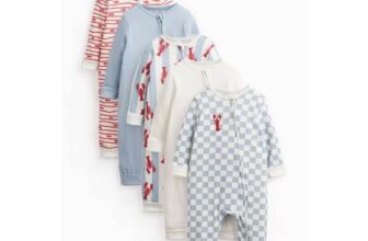 Lobster Print Ribbed Sleepsuits 5 Pack up to 1 Mth