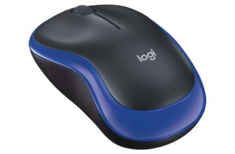 Logitech M185 Wireless Mouse, 2.4GHz with USB Mini Receiver, 12-Month Battery Life, 1000 DPI – Blue / Red / Gray