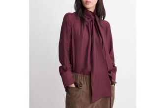 Long-Sleeve Blouse with a Scarf Collar