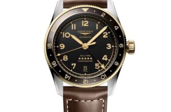 Longines Spirit Zulu Time 39mm Steel & 18k Gold Automatic Watch with Brown Leather Strap, Model: L3.802.5.53.2