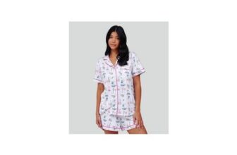 Loungeable White Tennis Print Short Sleeve Pyjama Set