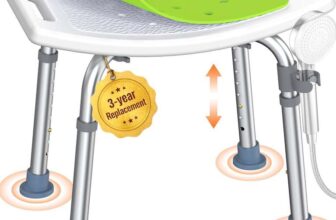 Luckfaith Adjustable Shower Stool with Curved Seat, Non-Slip – Supports 348 lbs