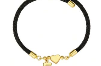 Lunvky Initial Heart Bracelets, 14K Gold Plated, Adjustable