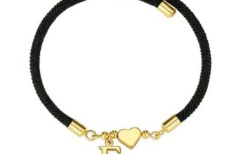 Lunvky Initial Heart Letter Bracelets, 14K Gold-Plated, Adjustable