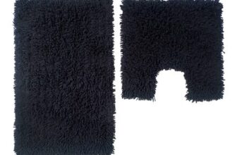Luxurious Black Twist Cotton Bath Mat and Pedestal Set