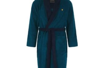 Lyle and Scott Mens Contrast Trim Absorbent Towel Dressing Gown