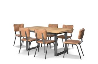 MAINE Natural Solid Oak & Metal Extending Dining Table