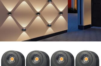 MALORY 4-Packs Outdoor Wall Lights, 8W IP65 Waterproof Up and Down Lights Outdoor Modern Wall Sconce, Aluminium Outside Wall Lights Mains Powered for Front Door, Garage, Small Size