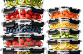 MEETOZ 10 Pack Glass Meal Prep Food Containers – Black / Colourful – Prime Price – Sold by yubb / FBA