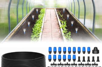 MIXC 65FT Quick-Connect Drip Irrigation System Kit, Automatic Garden Watering System with 1/4 Fast-Lock Tubing – Adjustable Nozzles for Garden, Greenhouse, Lawn, Potted Plants