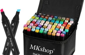 MKshop 82 Colouring Pens, Alcohol Markers, Art Markers -Dual Tip, Felt Tip Markers,Sketching, Anime and Manga Colouring Books Adults, Graphic Marker pens,Art pens for kids Drawing