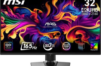 MSI MAG 322UP QD-OLED E16 32-Inch 4K UHD Gaming Monitor, 3840×2160 Panel, 165Hz, 0.03ms