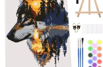 MXJSUA Forest Wolf Framed Paint by Numbers for Adults Beginners, Easy Adults Paint-by-Number Kits on Canvas with Easel, Acrylic Number Painting Crafts Gifts for Home Decor, 20x30cm