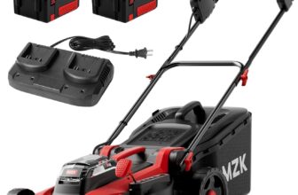 MZK 40V 41cm Cordless Electric Lawn Mower, 2-in-1 Brushless Push Mower with 5 Adjustable Cutting Heights, Includes 2x 4.0Ah Batteries, Charger & 42L Grass Collection Box