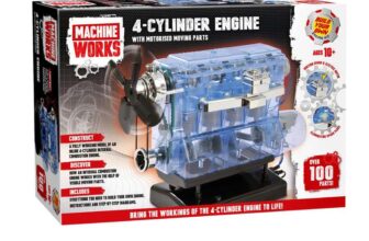 Machine Works 4-Cylinder Engine Kit – Build Your Own Combustion Model, 10 Aesthetic Working Motor Replica Moving Spark Plugs