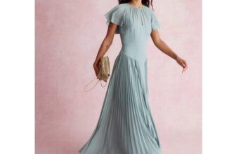 Madison Flutter Sleeve Pleated Bridesmaid Dress Green