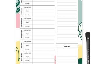 Magnetic A4 Weekly Meal Planner and Shopping List for Fridge, Whiteboard or Office with Dry Erase Jungle Design