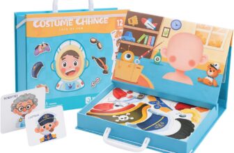 Magnetic Dress-Up Doll Set, Reusable Learning Puzzle, Portable Pretend Play Game for Fine Motor Skills & Creativity, Perfect (Pirate Blue)