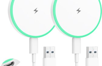 Magnetic Wireless Charger iPhone 2Pack 15W Fast Mag-Safe Charger with 4FT Detachable USB C Cable for iPhone 17e/Air/17/16/15/14/13/12 Series AirPods 4/3/2 LED Magnetic Charging Pad with Dual Ports