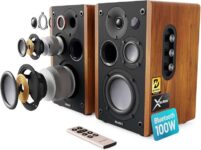 Majority D100 Active Bookshelf Speakers – 5.3 Bluetooth, HDMI, USB, OPTICAL, RCA – 100W – Sold By Thorness Outlet