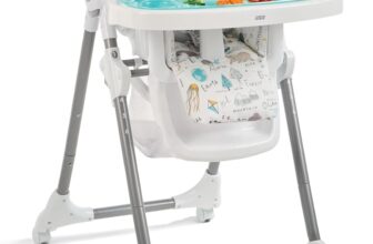 Mamas & Papas Snax Adjustable Highchair – Happy Planet Adjustable Baby High Chair for 6 Months Plus, Toddlers, Foldable Highchair with Wipeable Removable Tray, Baby Feeding Chair