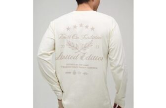 Man Ecru Regular Built on Tradition Tonal Print Long Sleeve T-Shirt