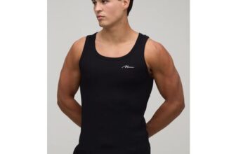 Man Muscle Fit Man Signature Embroidered Ribbed Vest