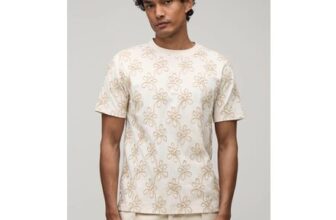 Man Slim Fit Heavyweight Floral Embroidered T-Shirt